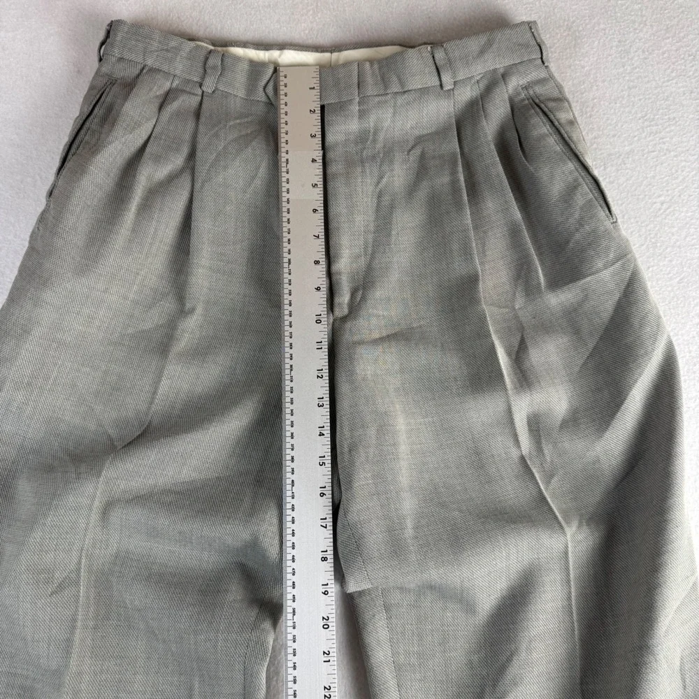 Slates Mens Pleated Dress Pants Gray Wool Blend Cuffed Trousers 36x34